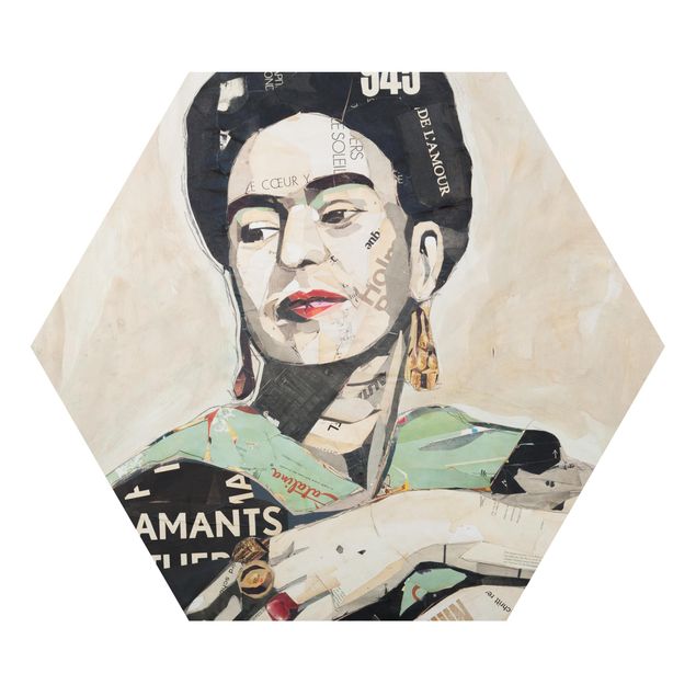 Alu-Dibond hexagon - Frida Kahlo - Collage No.4