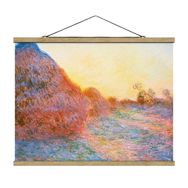Fabric print with poster hangers - Claude Monet - Haystack In Sunlight