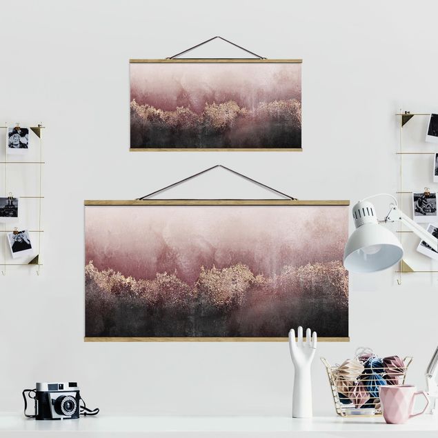Fabric print with poster hangers - Golden Dawn Pink