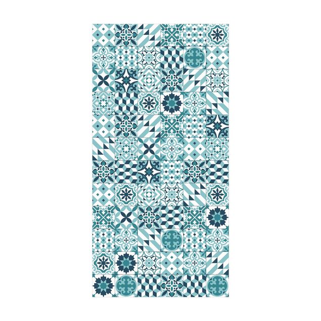 contemporary rugs Geometrical Tile Mix Turquoise