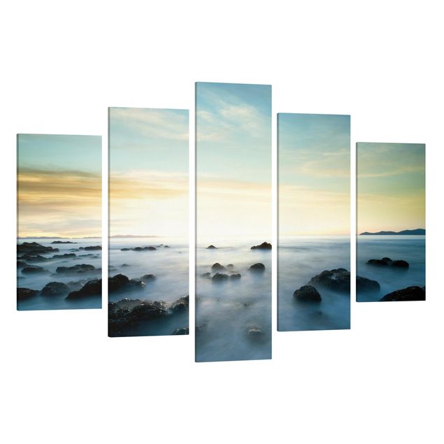 Print on canvas 5 parts - Sunset Over The Ocean