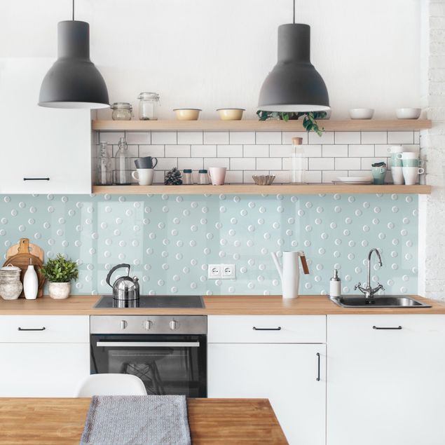 Kitchen splashbacks Pattern With Dots And Circles On Bluish Grey II