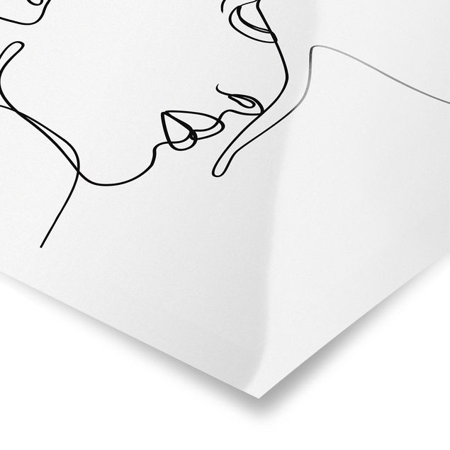 Poster - Line Art Gentle Faces Black And White