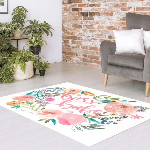 contemporary rugs Light Pink Flowers - Girl Power
