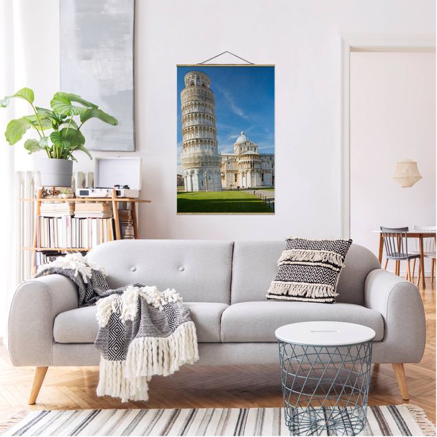 Fabric print with poster hangers - The Leaning Tower of Pisa