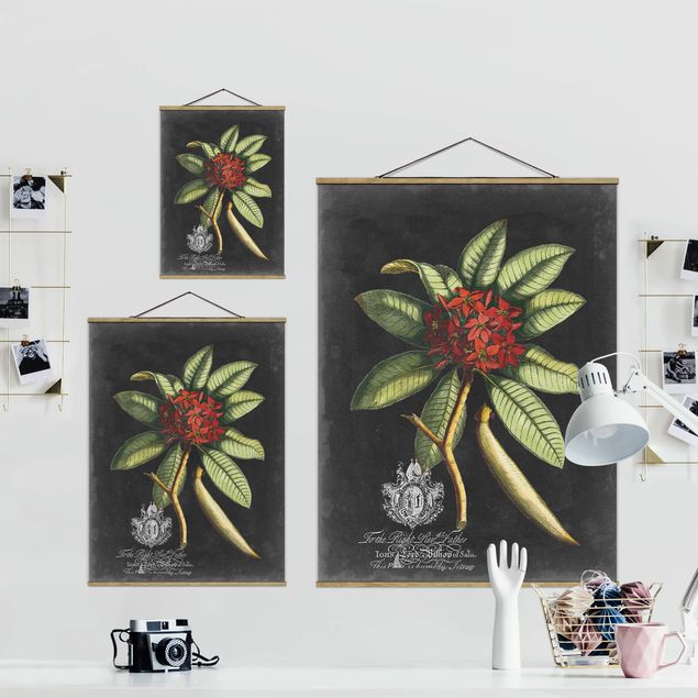 Fabric print with poster hangers - Vintage Royales Foliage On Black III