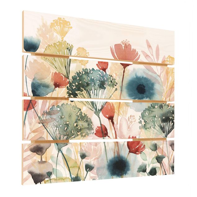 Print on wood - Wild Flowers In Summer I