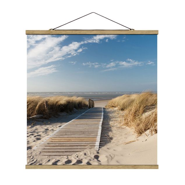Fabric print with poster hangers - Baltic Sea Beach