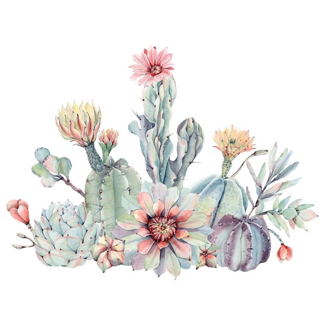 Wall sticker - Watercolour Cactus Flower Bouquet XXL