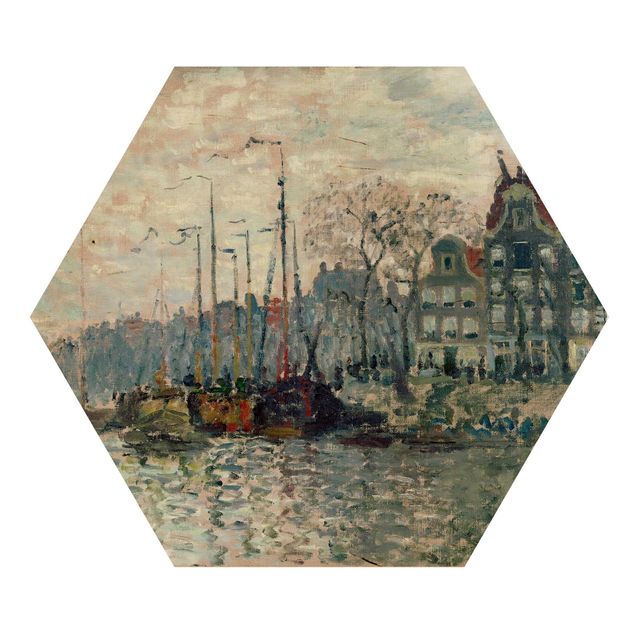Wooden hexagon - Claude Monet - View Of The Prins Hendrikkade And The Kromme Waal In Amsterdam