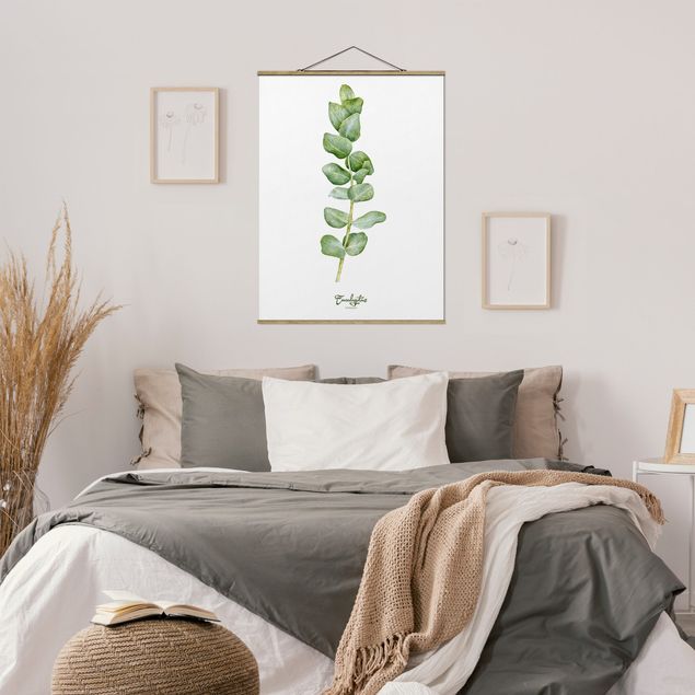 Fabric print with poster hangers - Watercolour Botany Eucalyptus