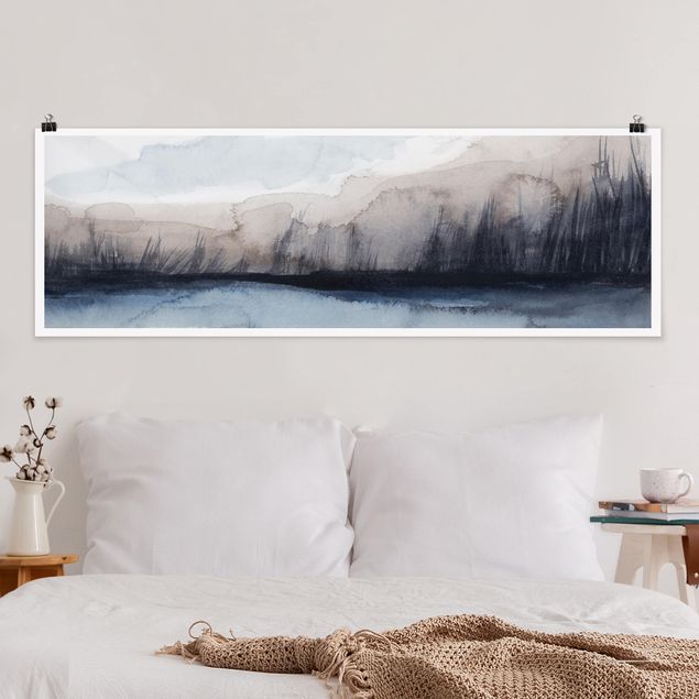 Panoramic poster abstract - Lakeside With Mountains I