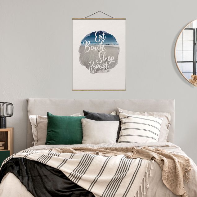 Fabric print with poster hangers - WaterColours - Eat.Beach.Sleep.Repeat.