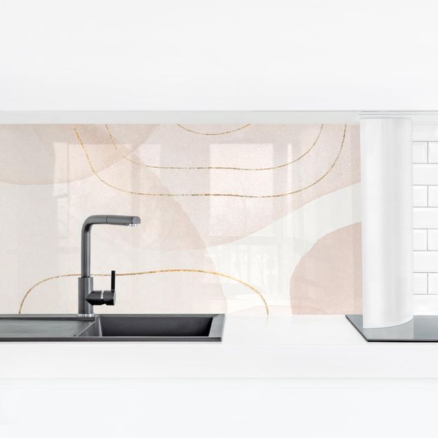 Kitchen wall cladding - Playful Impression With Golden Lines