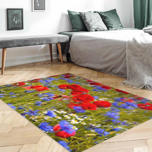 Modern rugs Summer Meadow With Poppies And Cornflowers