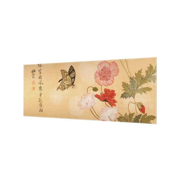Splashback - Yuanyu Ma - Poppy Flower And Butterfly