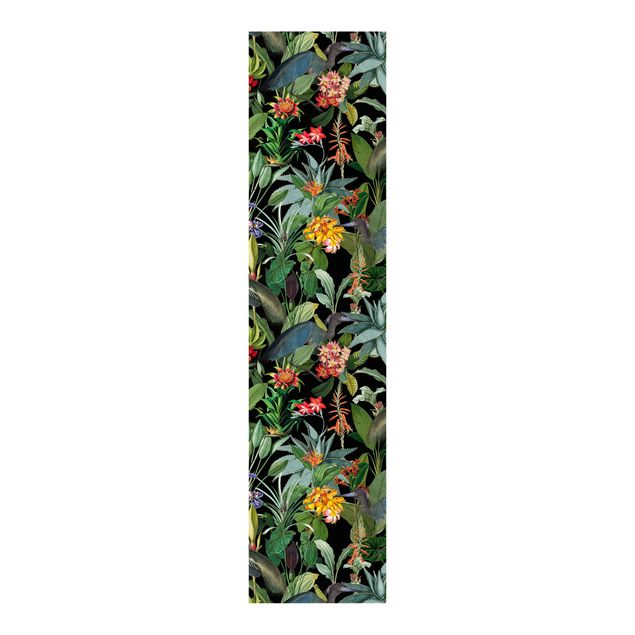 Sliding panel curtain - Birds With Tropical Flowers
