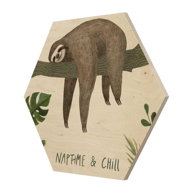 Wooden hexagon - Sloth Sayings - Chill
