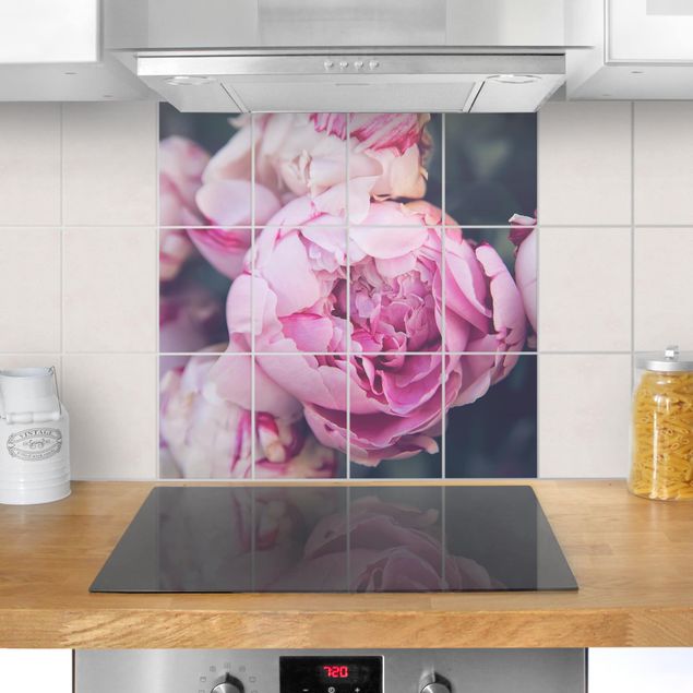 Tile sticker with image - Peony Blossom Shabby