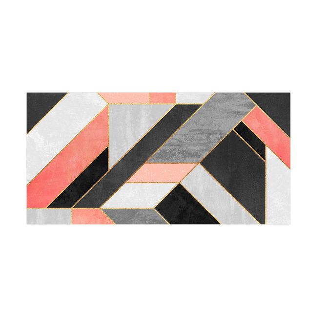 Abstract rugs Geometry Pink And Gold