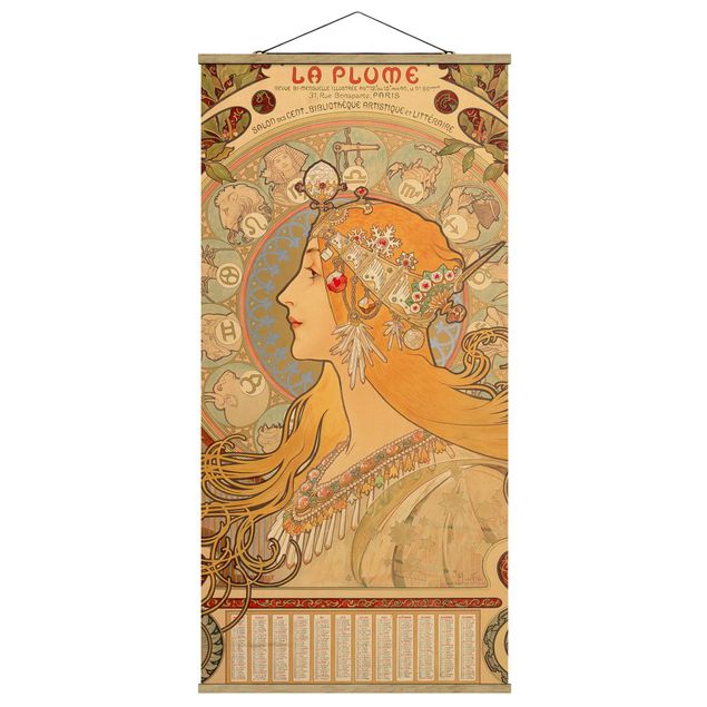 Fabric print with poster hangers - Alfons Mucha - Zodiac