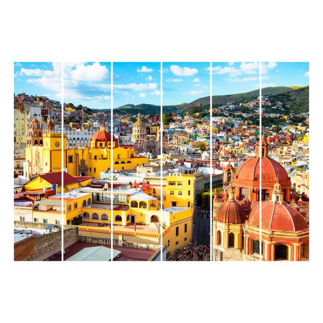Sliding panel curtains set - Colourful Houses Guanajuato