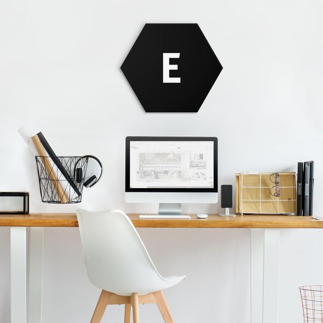Alu-Dibond hexagon - Letter Black E