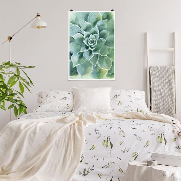 Poster flowers - Succulent Plant Watercolour Dark