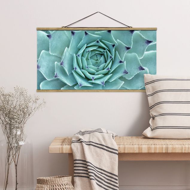 Fabric print with poster hangers - Cactus Agave