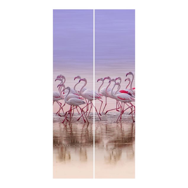 Sliding panel curtains set - Flamingo Party