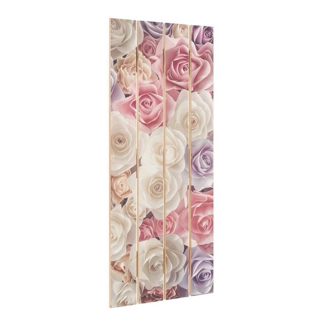 Print on wood - Pastel Paper Art Roses