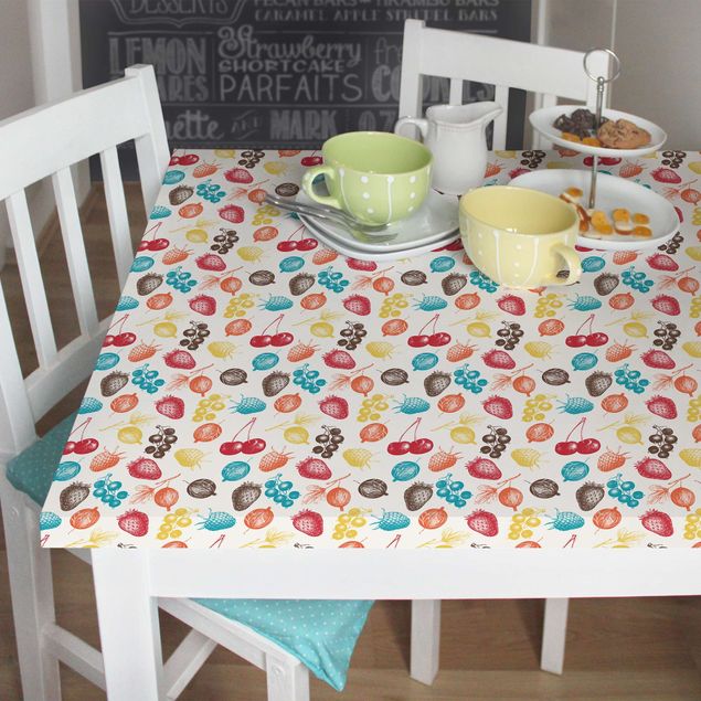 Adhesive film for furniture - Colourful Hand Drawn Kitchens Summer Fruit Pattern