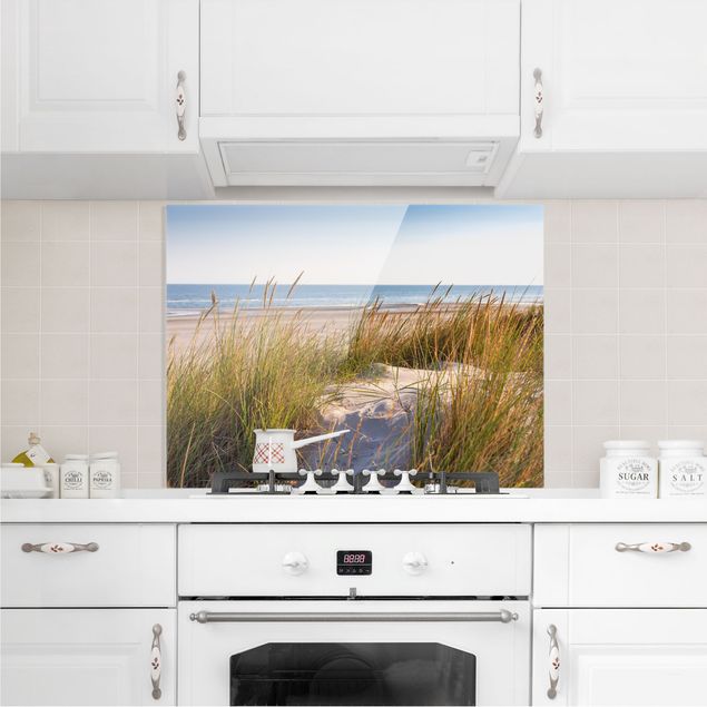 Glass splashback kitchen landscape Beach Dune At The Sea