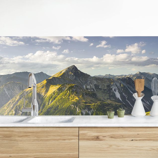 Splashback landscape Mountains And Valley Of The Lechtal Alps In Tirol