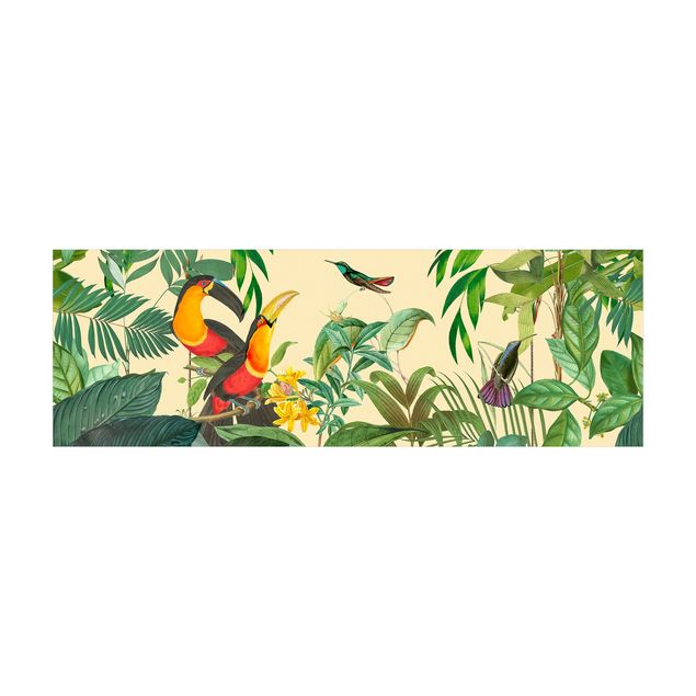 jungle theme rug Vintage Collage - Birds in the Jungle