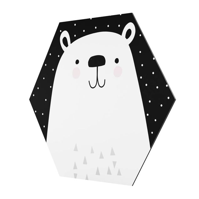 Alu-Dibond hexagon - Zoo With Patterns - Polar Bear