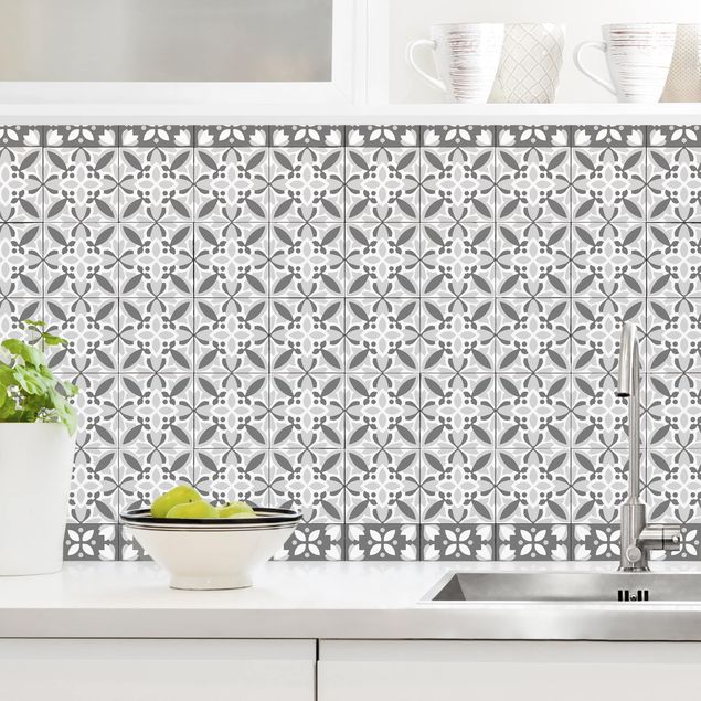 Splashback patterns Geometrical Tile Mix Blossom Grey