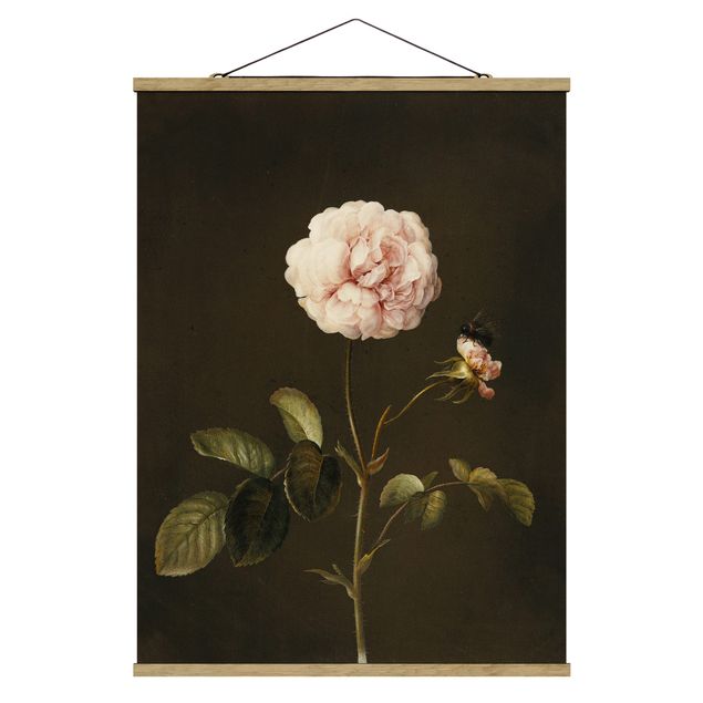 Fabric print with poster hangers - Barbara Regina Dietzsch - French Rose With Bumblbee