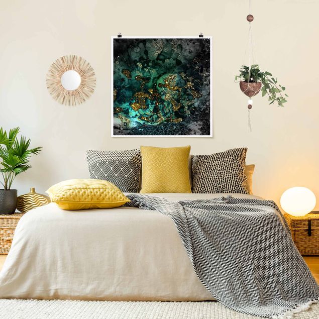 Poster - Golden Sea Islands Abstract