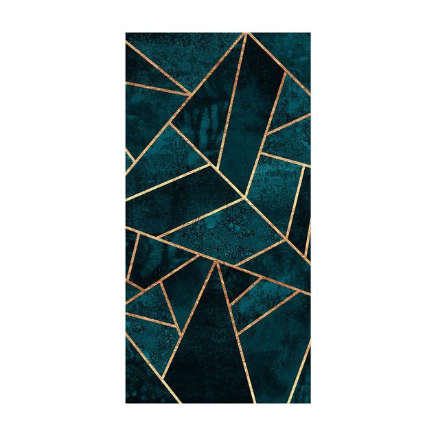 abstract area rug Dark Turquoise With Gold