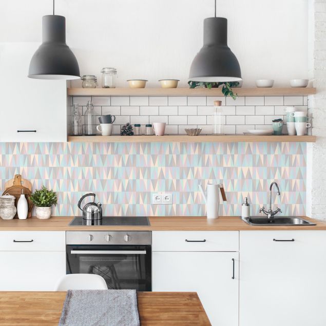 Kitchen wall cladding - Triangles In Pastel Colours II