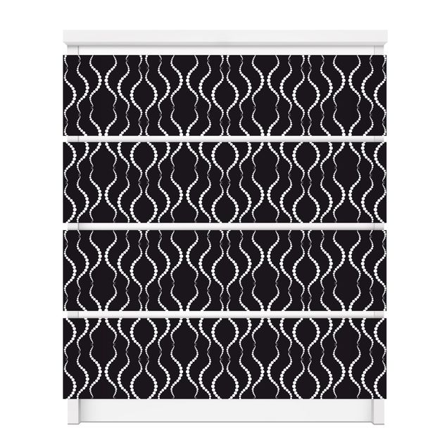 Adhesive film for furniture IKEA - Malm chest of 4x drawers - Dot Pattern In Black
