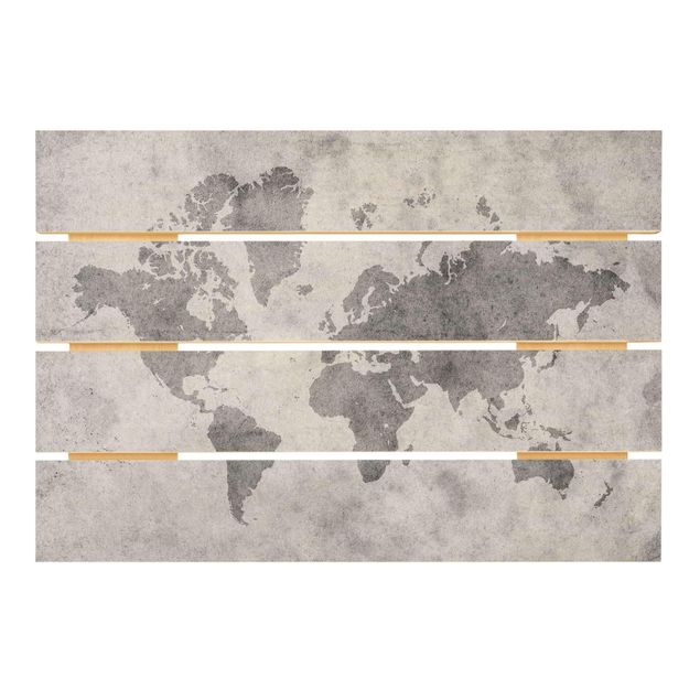 Print on wood - Vintage World Map II
