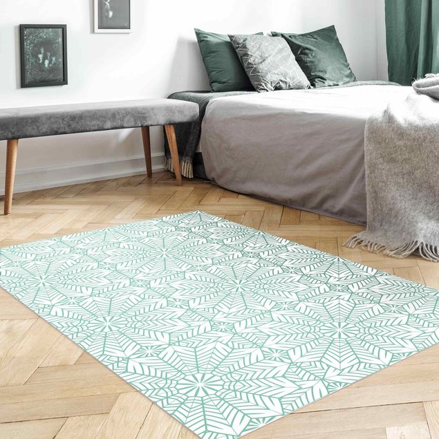 Tile rug Moroccan XXL Tile Pattern In Turquoise