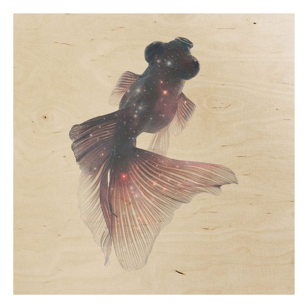 Print on wood - Fish With Galaxy