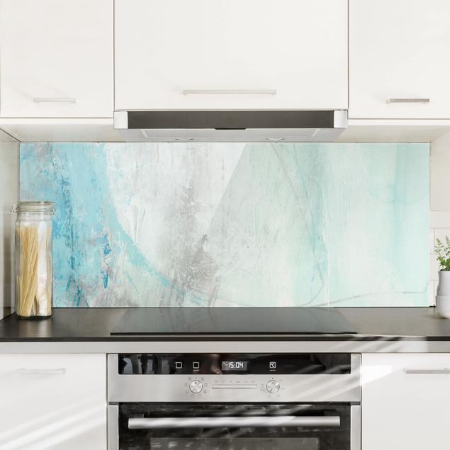 Glass splashback kitchen abstract Arctic I