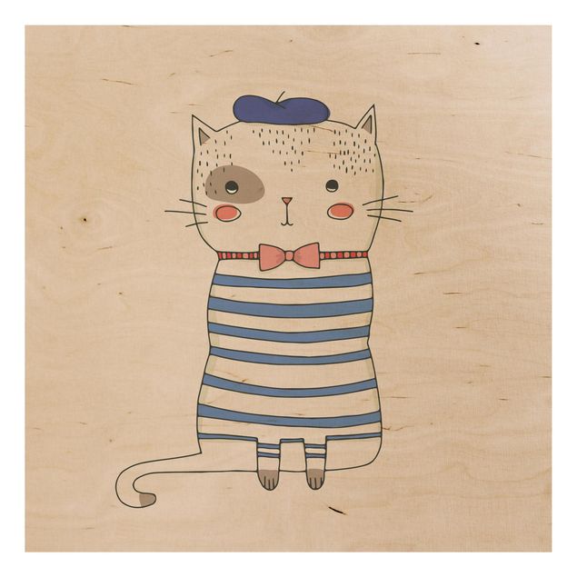 Print on wood - Cat In France