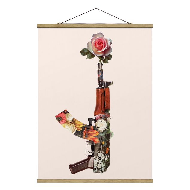 Fabric print with poster hangers - Weapon With Rose