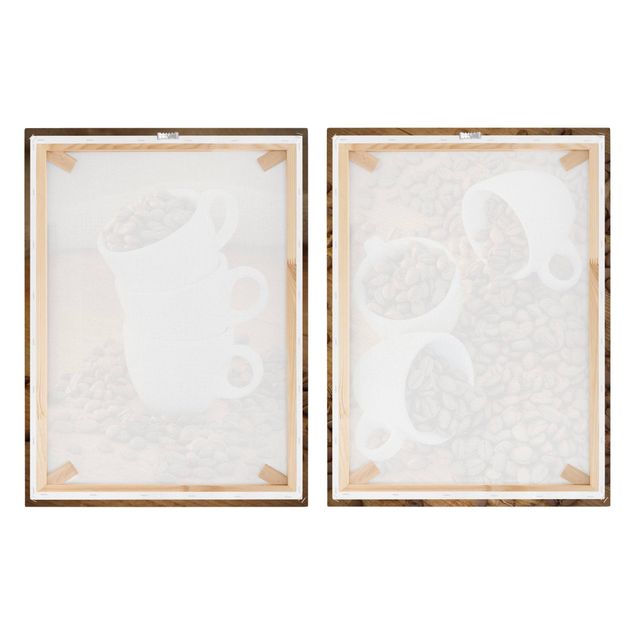 Print on canvas 2 parts - 3 espresso cups with coffee beans