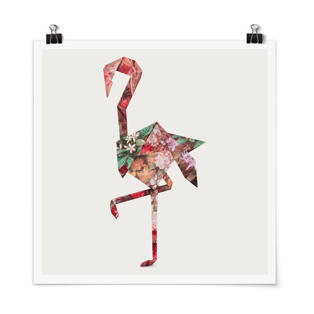 Poster - Origami Flamingo